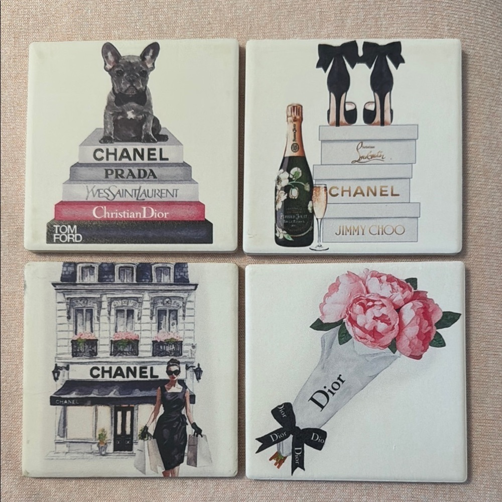 Chanel and Dior Lux Designer Themed Decorative Coasters Great Gift!!!